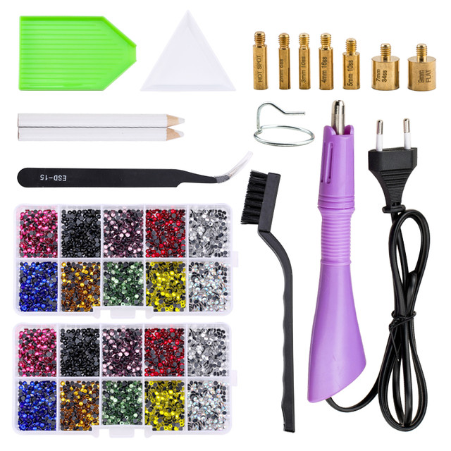 DIY Set 2000/Set Cost-effective 2 Sets Of Rhinestones Plus Hot Fix Machine  7 Small